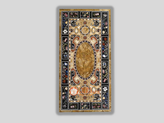 Marble Big Dining Table Top Pietra Dura Inlay Stone Hallway Decor