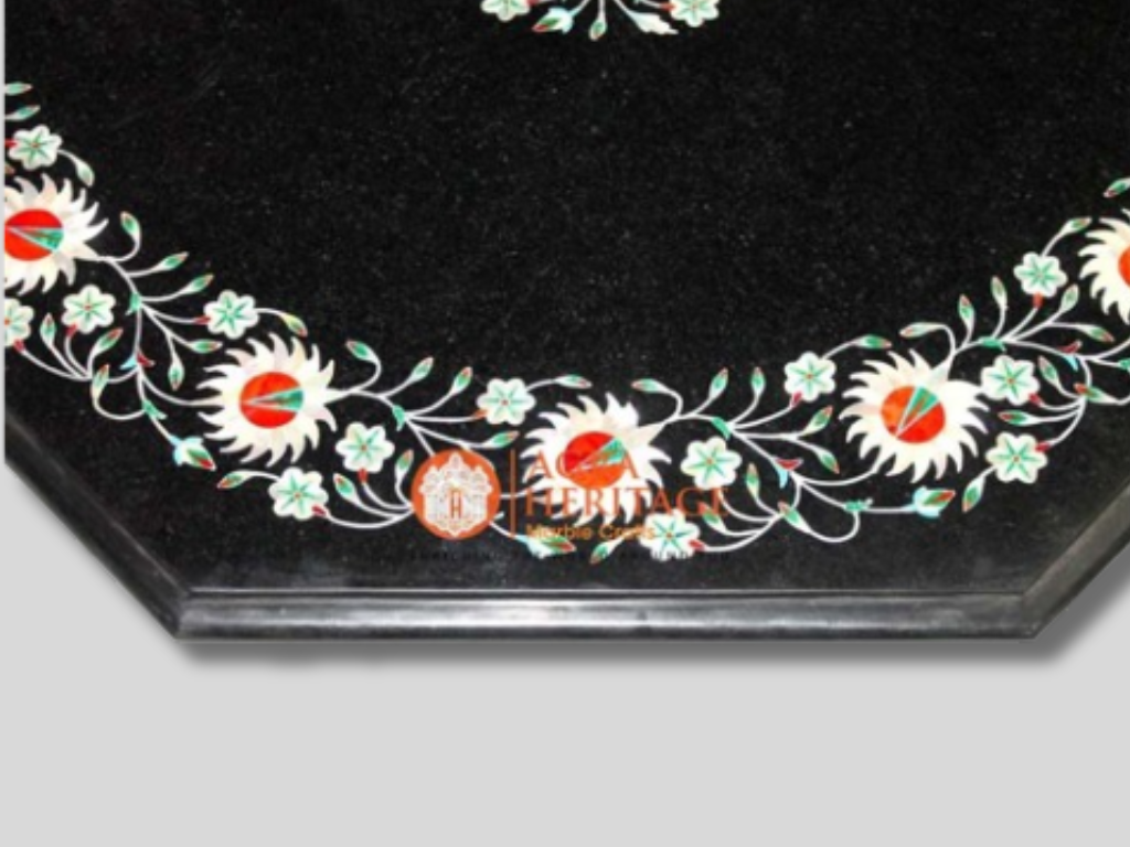 Marble Coffee Table Top Carnelian Inlay Stone Home Decor