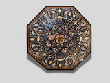 Black Marble Octagon Dining Inlay Table Top Pietra Dura Arts