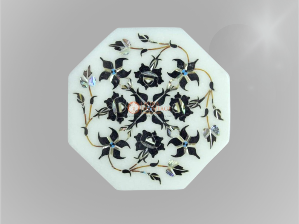 White Marble Octagon Jewelry Storage Box Inlay Gifts
