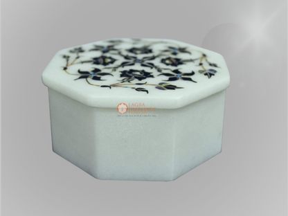 White Marble Octagon Jewelry Storage Box Inlay Gifts