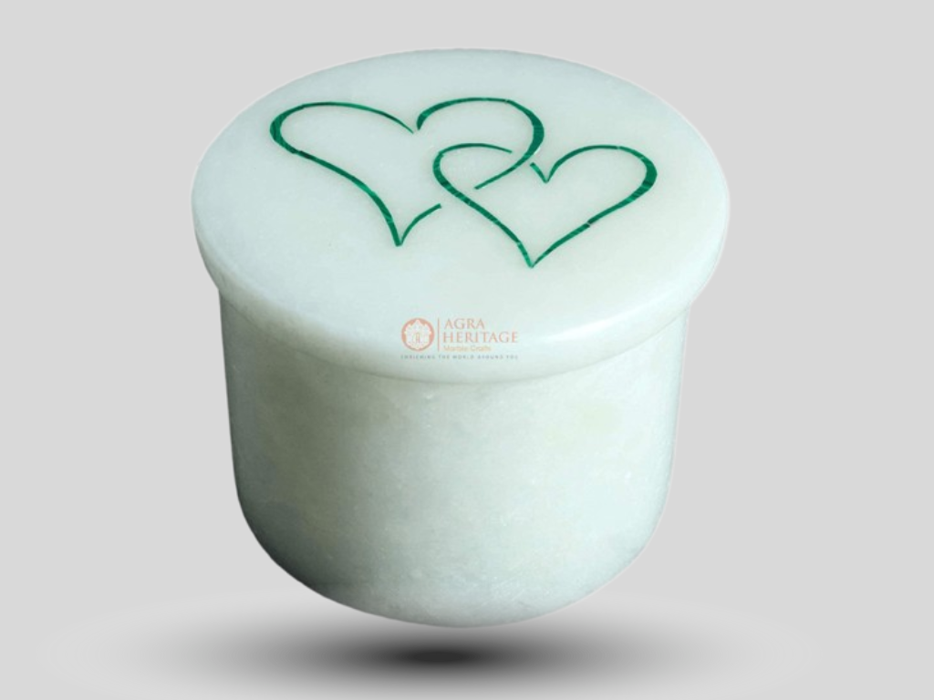 White Marble Ring Box Malachite Inlay Special Love Gifts