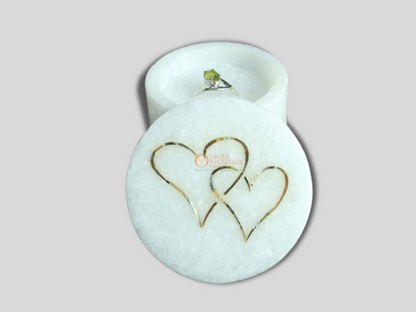 Marble Ring Box Paua Shell Heart Shape Inlay Special Love Gifts
