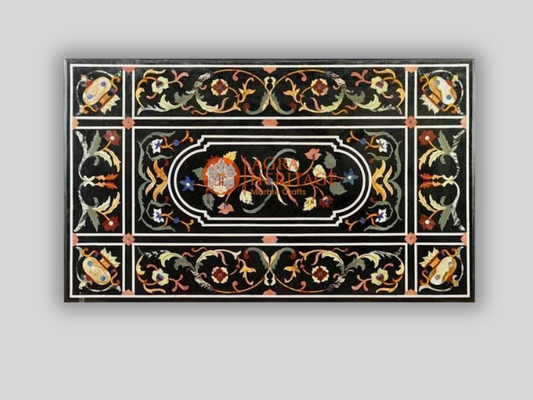 Marble Inlay Stone Dining Table Top Handicraft Design