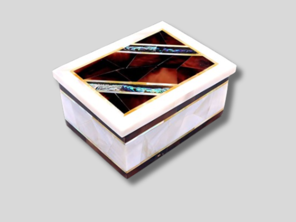 Random Mosaic Gemstone Inlaid Jewelry Box Organizer Handmade Luxury Gift