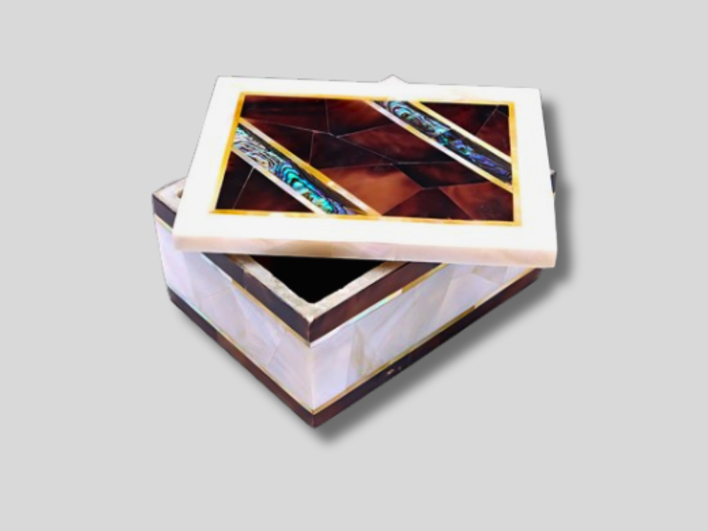 Random Mosaic Gemstone Inlaid Jewelry Box Organizer Handmade Luxury Gift