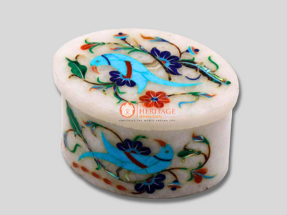 Inlay Work Design Marble Stones Jewelry Storage Box Gift