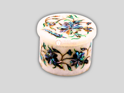 Tiny Ring Jewelry Box Pauashell Inlaid Pietradura Floral Art