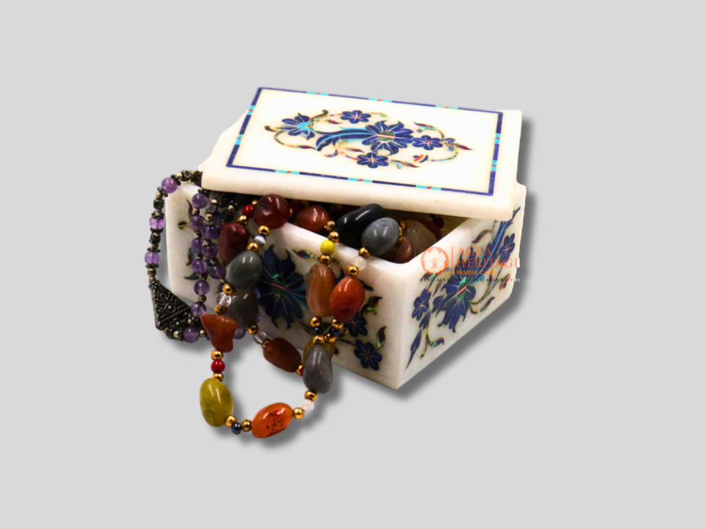 Handmade Marble Jewelry Box Cabinet Inlay Lapis Lazuli Marquetry Art (Copy)