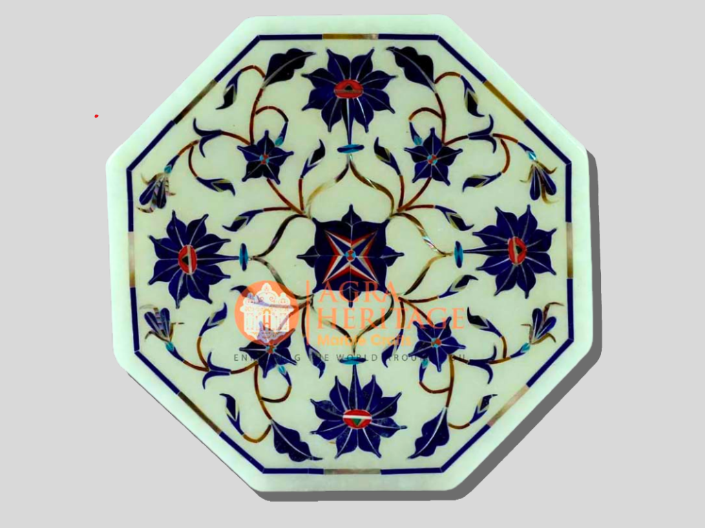 White Marble Inlay Jewelry Box Lapis Lazuli Arts