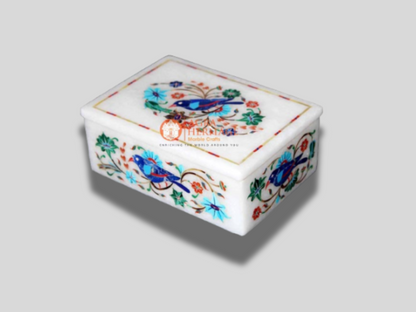 Birds Art Semi Precious Interior Marble Jewelry Box
