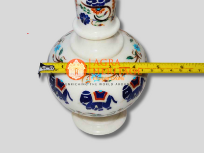 Marble Vase Elephant Multi Floral Inlay Arts Wedding Gift