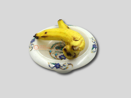 Handicraft Inlay Marble Serving Fruit Bowl Marquetry Table Decor