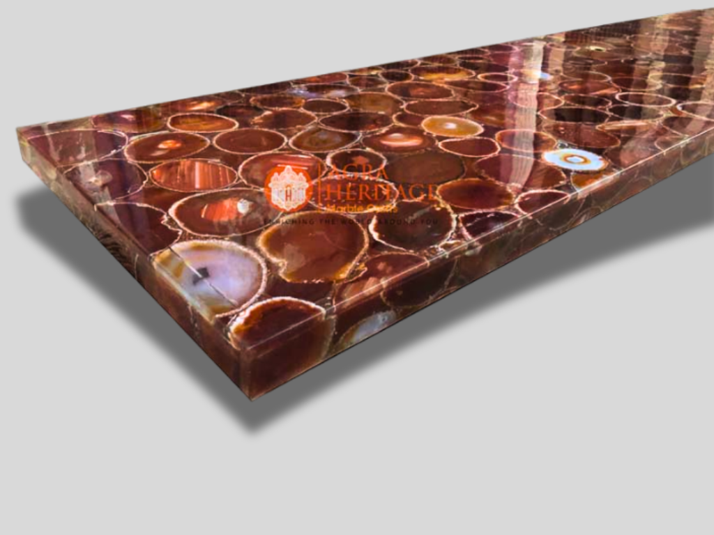Two German Onyx Top Big Dining Side Table Handmade Art