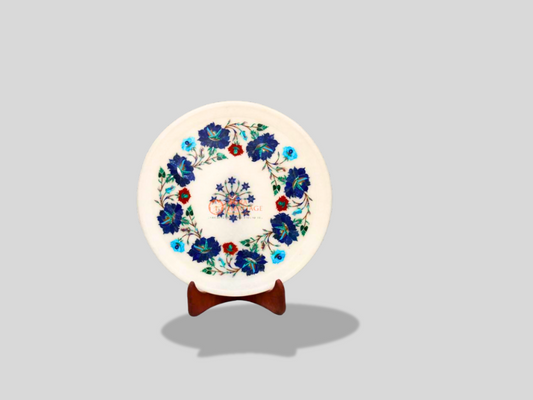 Decorative White Dining Plate Lapis Floral Fine Design