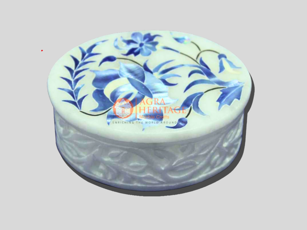White Marble Alabaster Stone Jewelry Box