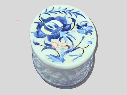 White Marble Alabaster Stone Jewelry Box