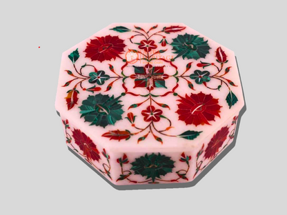 Carnelian Malachite Floral Jewelry Storage Box
