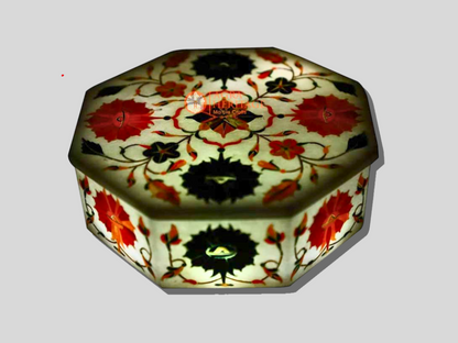 Carnelian Malachite Floral Jewelry Storage Box