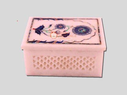 Marble White Pietradura Jewelry Vintage Box
