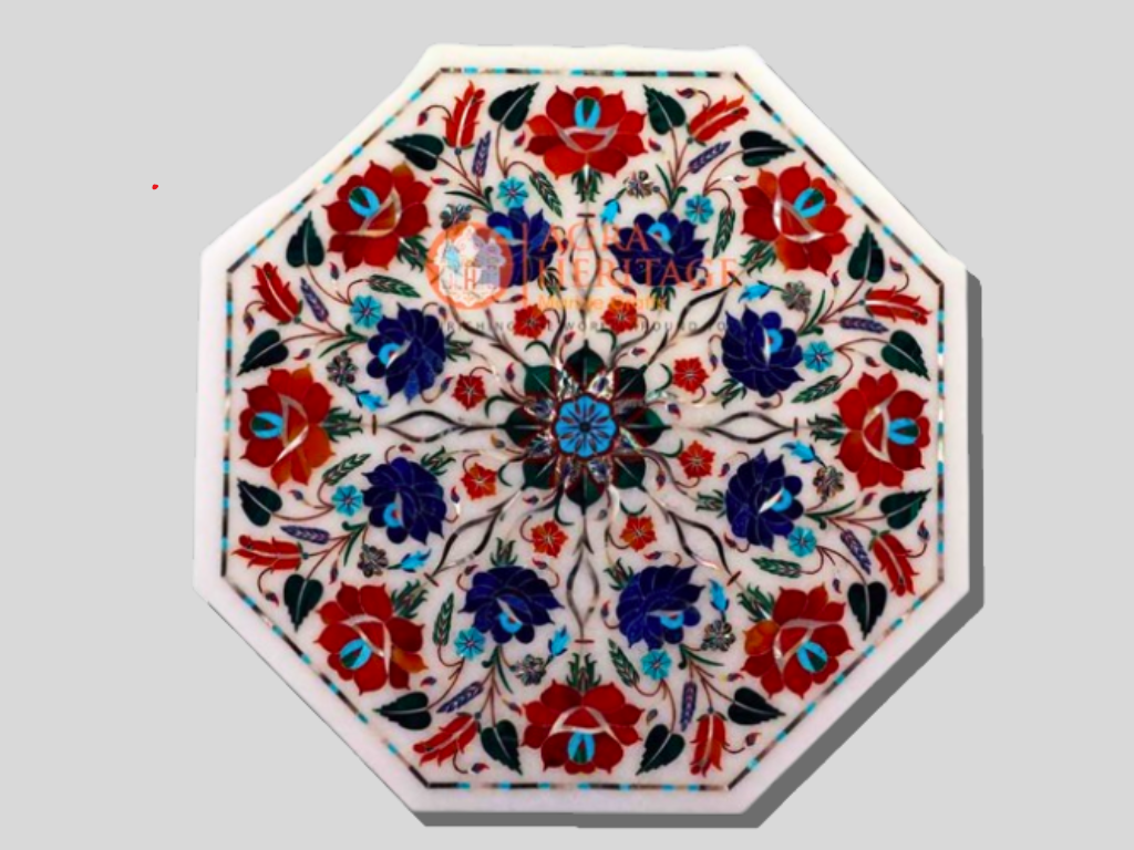 Marble White Semi Fine Art Floral Vintage Box