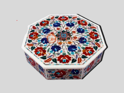 Marble White Semi Fine Art Floral Vintage Box