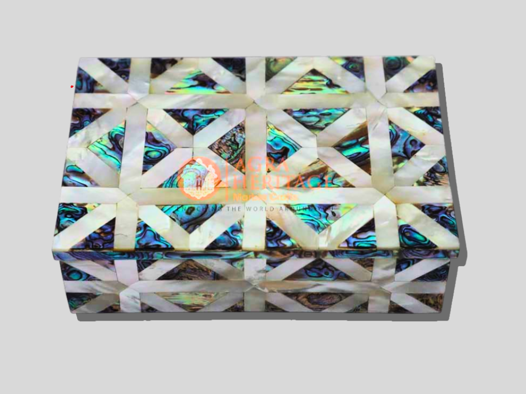 Pauashell Inlay Marble Jewelry Storage Box for Gift