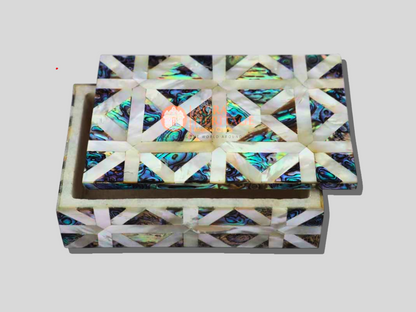 Pauashell Inlay Marble Jewelry Storage Box for Gift