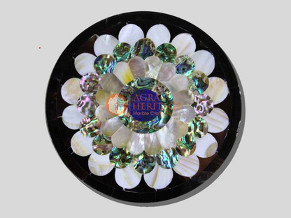 Precious Inlay Stone Marble Round Jewelry Box