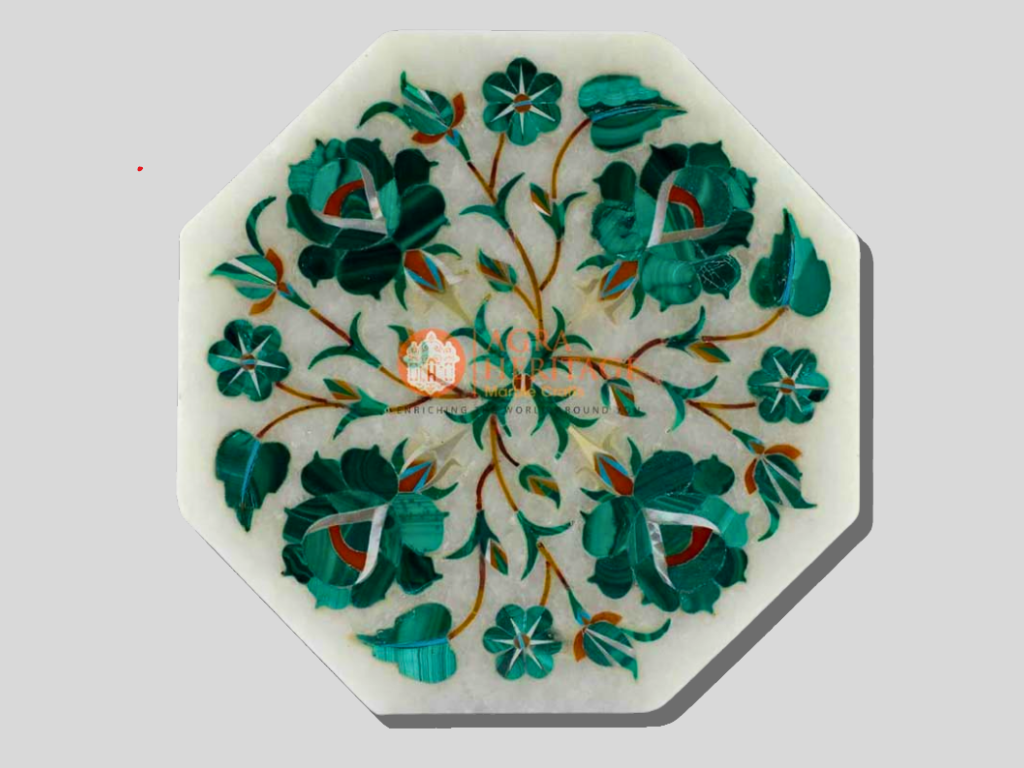 Decorative Jewelry Box Malachite Floral Art