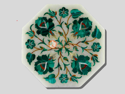 Decorative Jewelry Box Malachite Floral Art