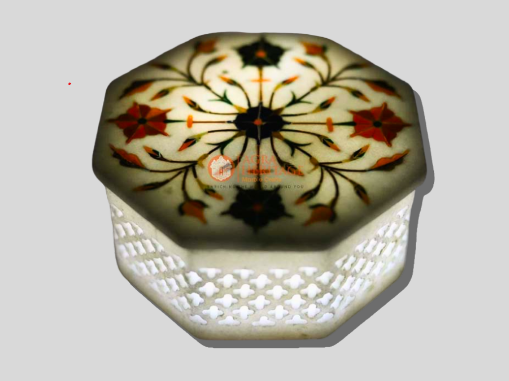 Semi Precious Inlaid Jewelry Keepsake Box