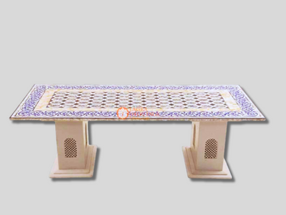 Marble Center Top Table Lapis Fine Floral Pietradura Art
