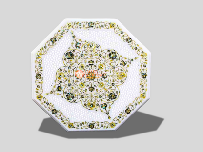 Marble Top Center Coffee Table Mop Inlay Floral Art
