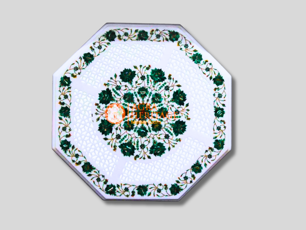 Top Counter Table Malachite Pietradura Floral Interior