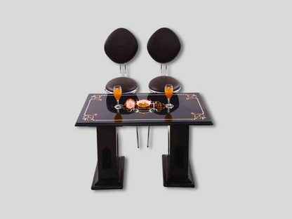 Black Dining Table Top Italian Inlaid Art Decor