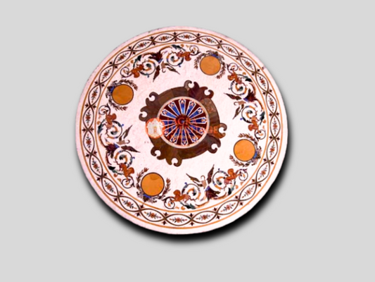 Handmade Inlay Pietradura Round Table Top