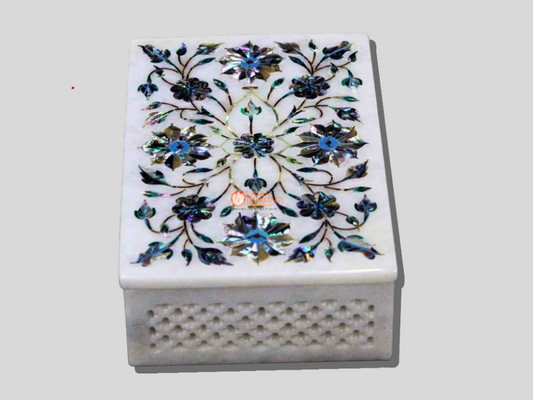 Pauashell Stone Floral Jewelry Keepsake Box