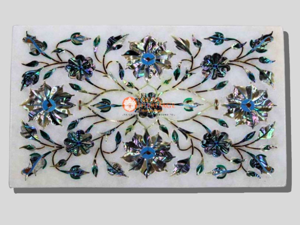 Pauashell Stone Floral Jewelry Keepsake Box