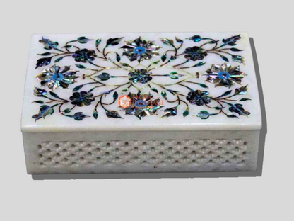 Pauashell Stone Floral Jewelry Keepsake Box