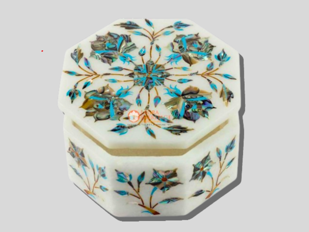 Modern Floral Art Custom Made Marble Jewelry Box