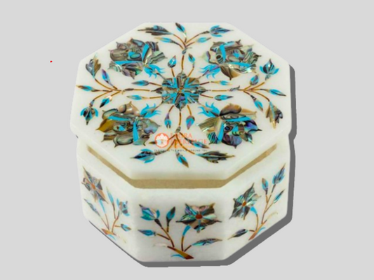 Modern Floral Art Custom Made Marble Jewelry Box