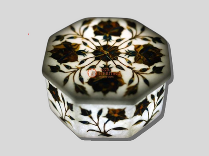 Modern Floral Art Custom Made Marble Jewelry Box
