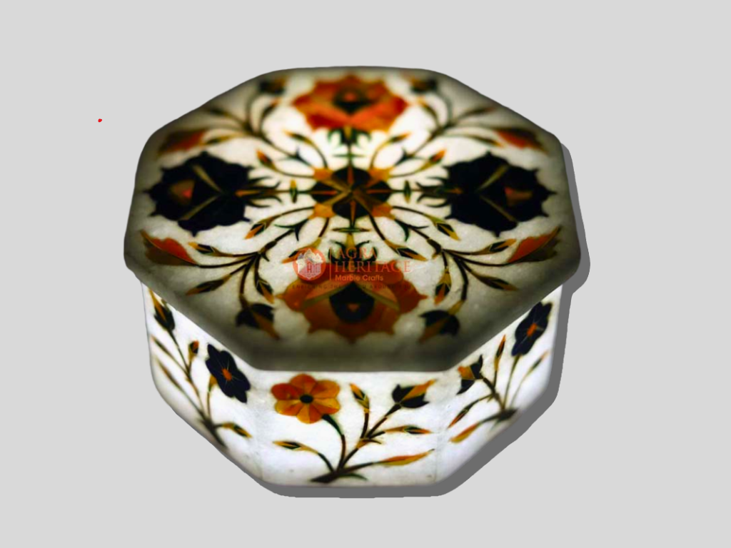 Vintage Marble Jewelry Box Precious Interior