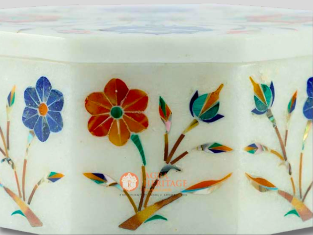 Vintage Marble Jewelry Box Precious Interior