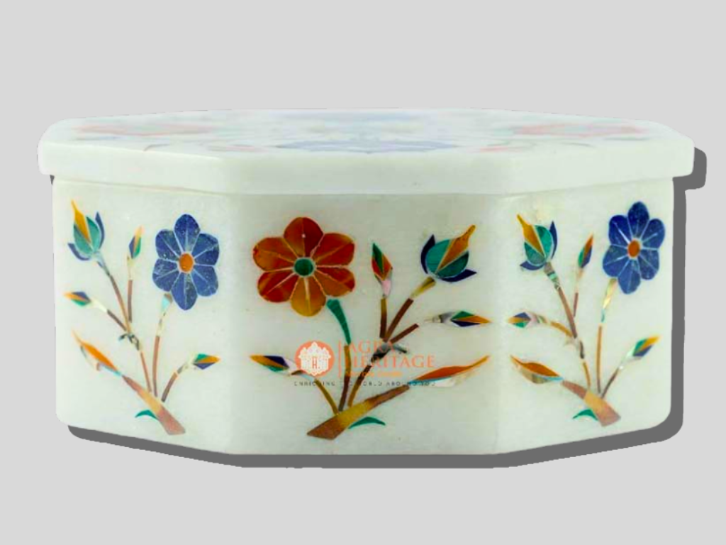 Vintage Marble Jewelry Box Precious Interior