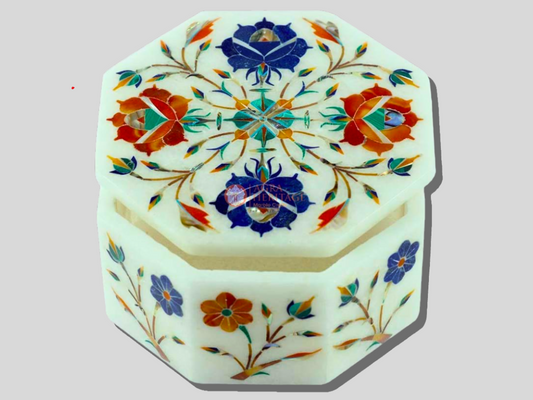 Vintage Marble Jewelry Box Precious Interior