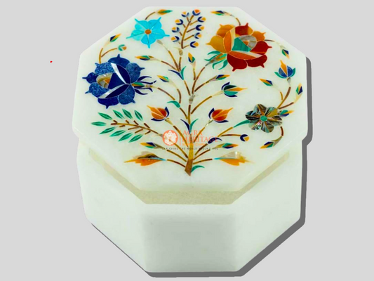 Precious Inlay Floral Ornament Storage Box
