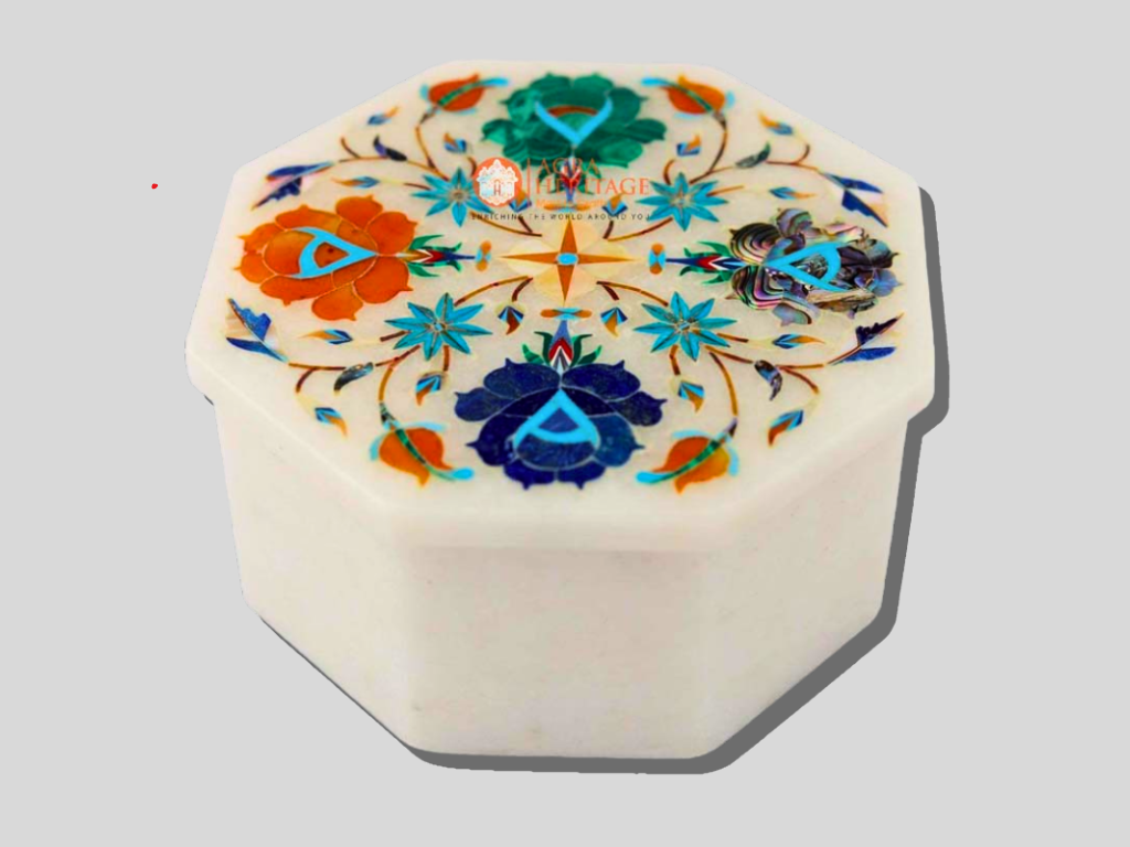 Marble Precious Inlay Jewelry Box Vector Decor