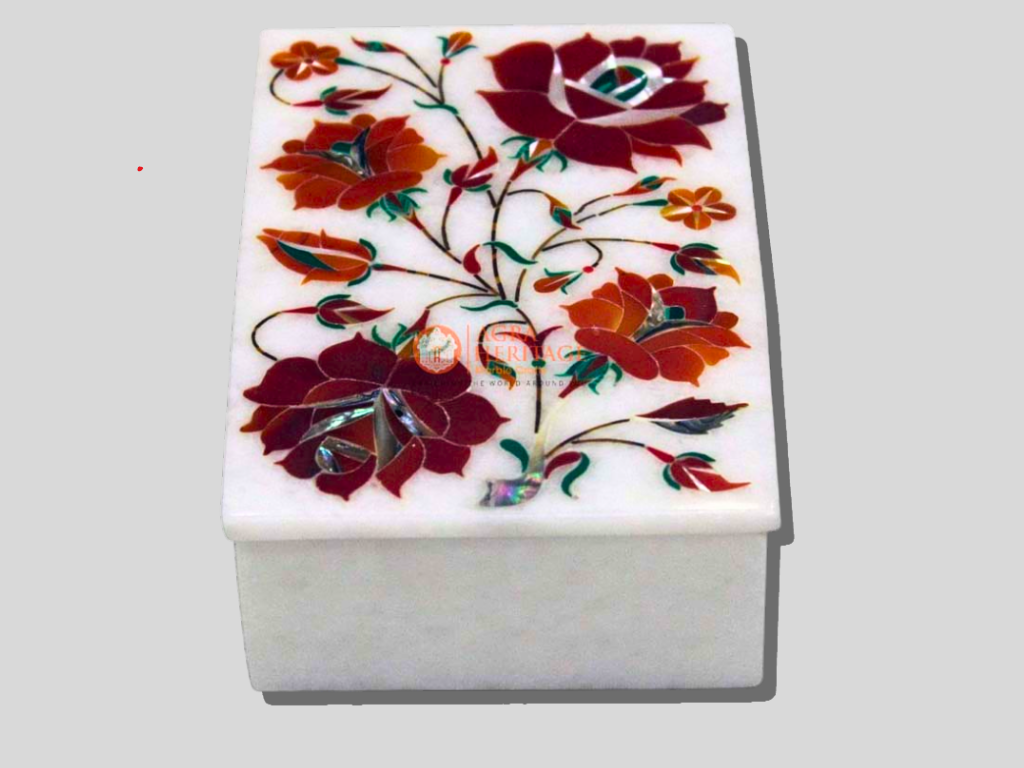 Handmade Carnelian Floral Jewelry Box Outlet